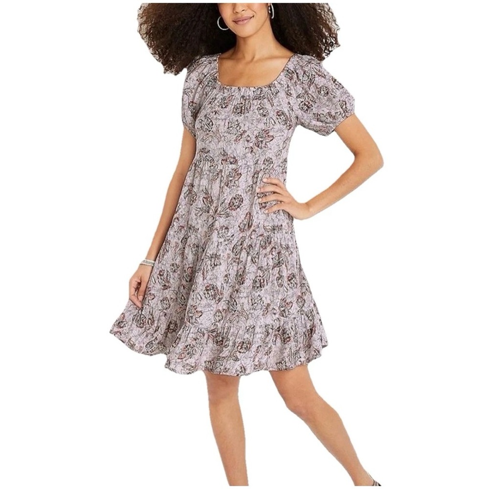 Maurices Purple Floral Babydoll Mini Dress Size S